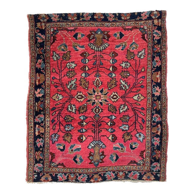 Antique Mohajeran Mat Lamb Wool Artistic Botanical GEM Sarouk Rug 1.11 x 2.2 For Sale