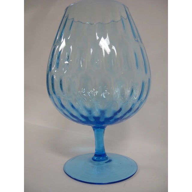 1960s Empoli Aqua Blue Optic Glass Snifter Vase For Sale In Charleston - Image 6 of 13