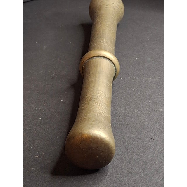 Brass Antique 17th/18th C. Heavy Cast Bell Metal Brass Mortar & Pestle, J. Greenstein Provenance Judaica For Sale - Image 8 of 18