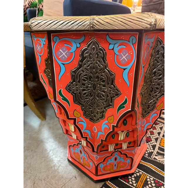 Hand Made Hand Painted Shapely Moroccan Side Table For Sale - Image 10 of 12