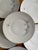 Contemporary 1950s Set of Eight (8) Hutschenreuther Caribe Dinner Plates 10.5 Inch German Porcelain White Blue Gray Platinum Rim Minimalist For Sale - Image 3 of 7