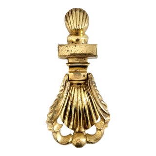 Vintage Solid Brass Shell Door Knocker, Georgian Style Architectural Hardware For Sale