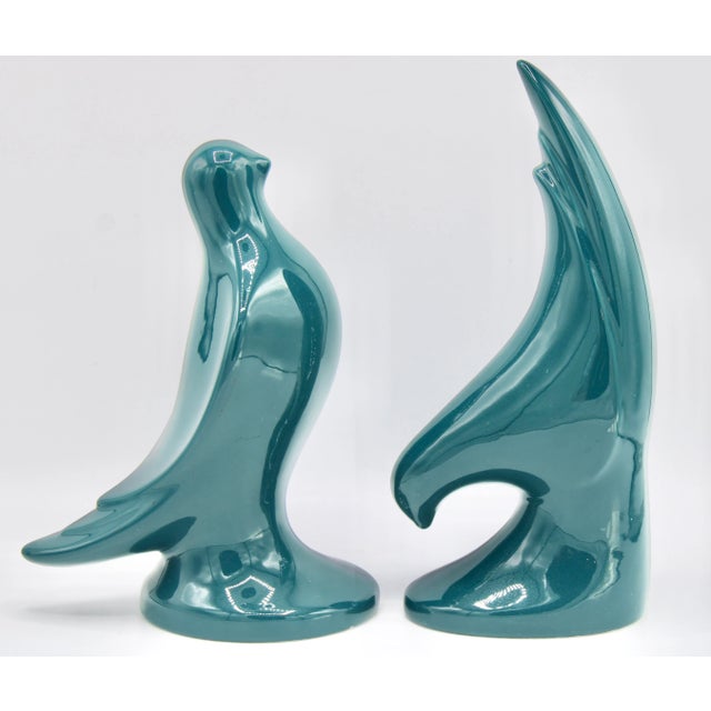 Vintage Art Deco Italian Ceramic Bird Bookend Sculptures For Sale - Image 9 of 9