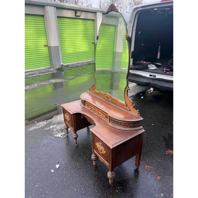 Antique Victorian Style Vanity With Mirror For Sale - Image 4 of 8