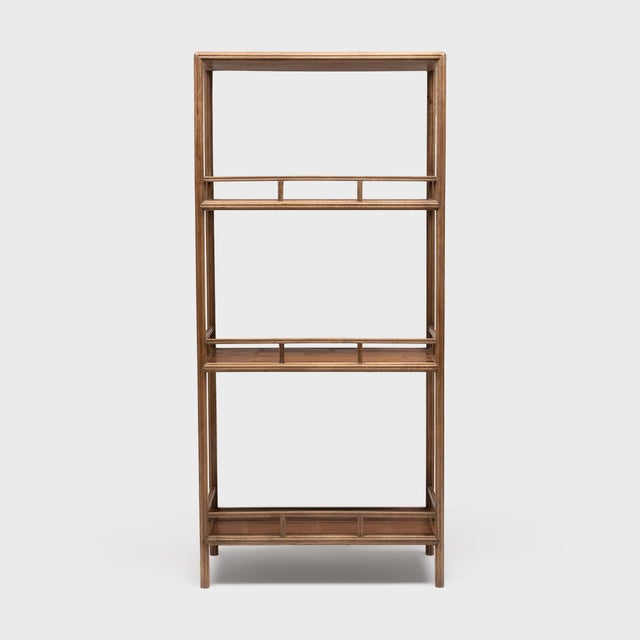 Wood Pair of Chinese Reeded Golden Silk Shelves, C. 1900 For Sale - Image 7 of 8