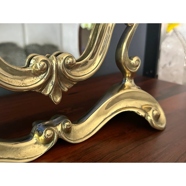 1970s Rococo Brass Vanity Mirror For Sale In Los Angeles - Image 6 of 12