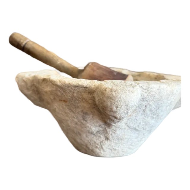 Antique French Marble Mortar & Pestle For Sale