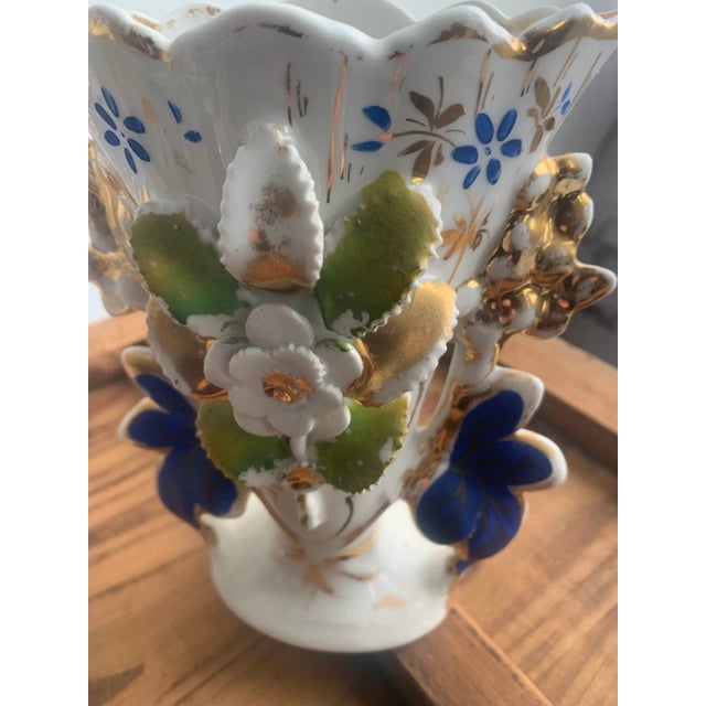 Alabaster European Porcelain Vases - A Pair For Sale - Image 8 of 9