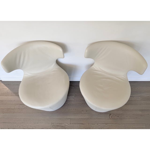 Animal Skin Pair of B&b Italia Mini Papilio Beige Leather Swivel Chairs For Sale - Image 7 of 10