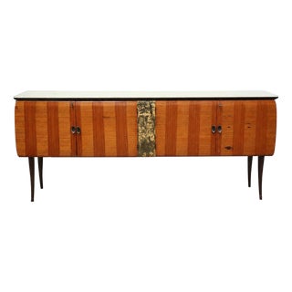 Italian Sideboard with Glass Top in the Style of Vittorio Dassi For Sale