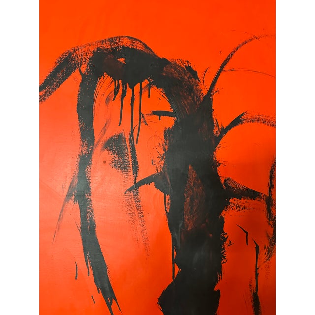 Orange Wesley Kimler — Monumental Abstract Expressionist Painting (98" X 86"), Framed For Sale - Image 8 of 11
