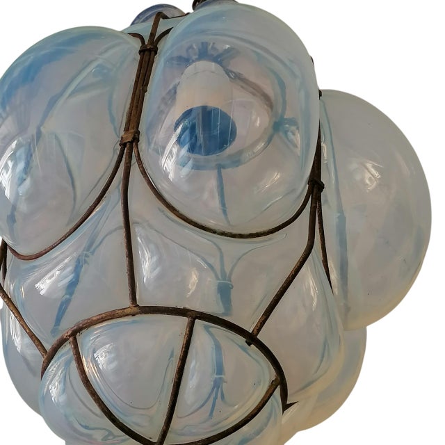 Venetian Lantern Pendant in Blown and Caged Murano Glass, 1950s, in Flawless conditions. Designed 1950 to 1959 Up to 250V...