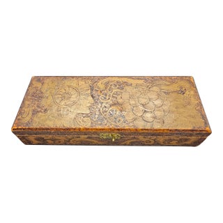 Antique Flemish Art Wood Burned Trinket Box For Sale