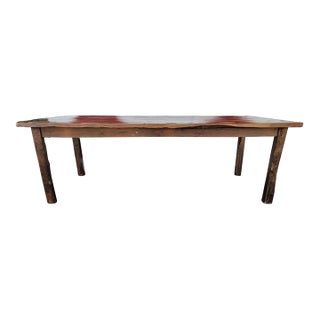 1980s Rustic Solid Wood Dining Table For Sale