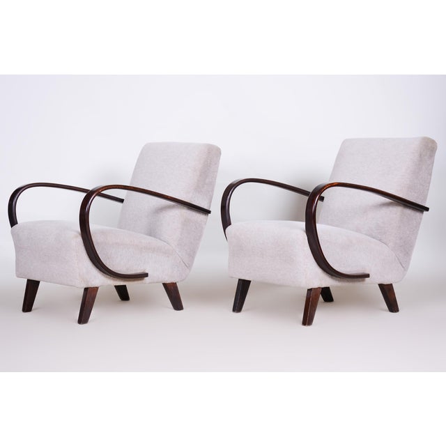 Wood Czech Art Deco Model C Armchairs by J. Halabala for Up Závody, 1930s, Set of 2 For Sale - Image 7 of 15