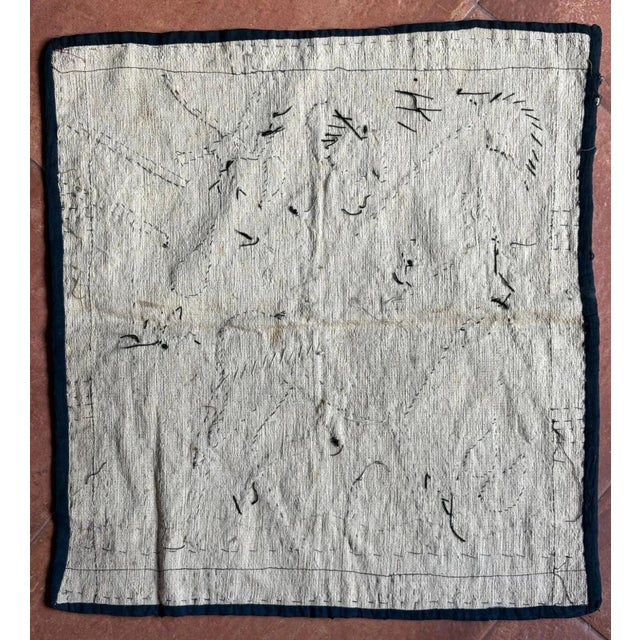 Traditional Vtg Egyptian Revival Handstitched Applique Wall Hanging - Man on Donkey For Sale - Image 3 of 3