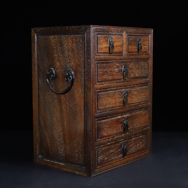 Chinese Vintage Chinese Huali Rosewood 6-Drawer Treasure Cabinet / Jewelry Chest For Sale - Image 3 of 9