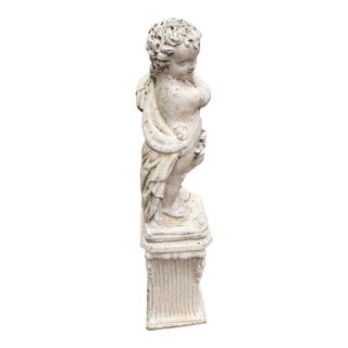 Vintage Concrete Putt or Cherub Palatine III Garden Statue With Base For Sale