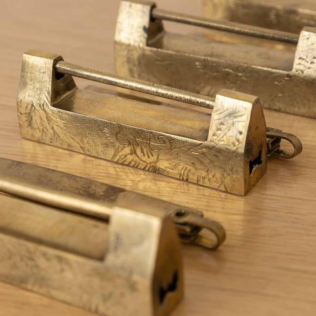 Antique Engraved Brass Chinese Padlock For Sale - Image 17 of 17