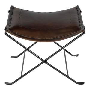 Melton Leather 21.5"W Stool, Dark Brown