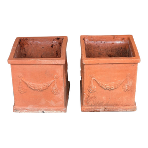 Vintage Italiian Pink Terra Cota fromI Mpruneta, Tuscany Planters a Pair