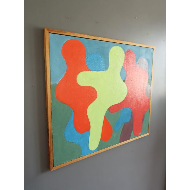 Abstract 1991 Modern 'Interaction' Swedish Original Geometric Abstract Tempera Painting, Framed For Sale - Image 3 of 12