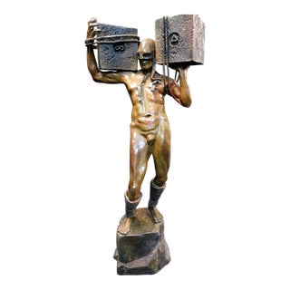 Renzo "Awake" Bronze Sculpture Hand Signed Artwork 58h X 26w X 16d For Sale