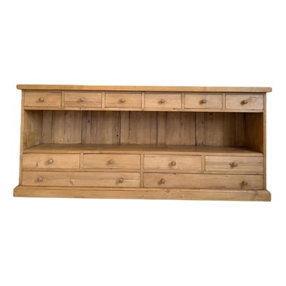 Rustic Chest of 12 Drawers in Oak For Sale