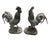 A striking and highly decorative pair of vintage cast iron rooster statues, perfectly suited to bring architectural...