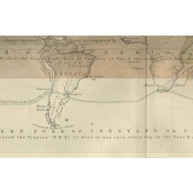 Rain and Snow Map by A.K. Johnston, 1852 For Sale - Image 3 of 11