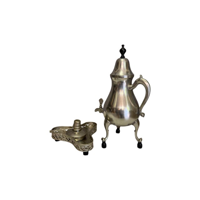 Vintage c.1970's 94% Pewter Samovar With 3 Legged Stand and Burner With Wick. For Sale In Sacramento - Image 6 of 8