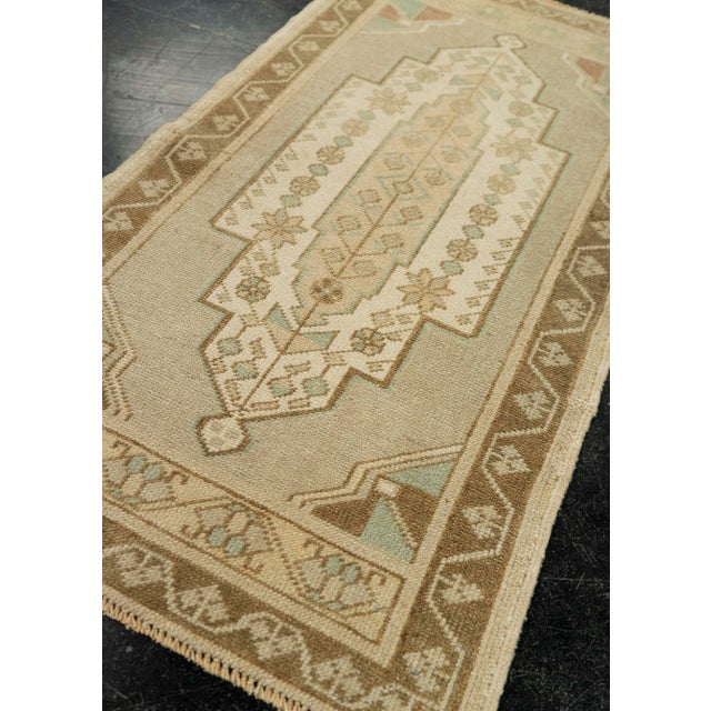 Textile Turkish Mini Rug Oriental Hand Knotted Vintage Rug 1'8" x 3'4" #21086 For Sale - Image 7 of 8