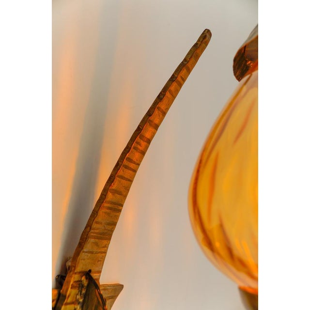Large French Hand-Forged Iron and Glass Wall Lamp, 1960s For Sale - Image 11 of 17