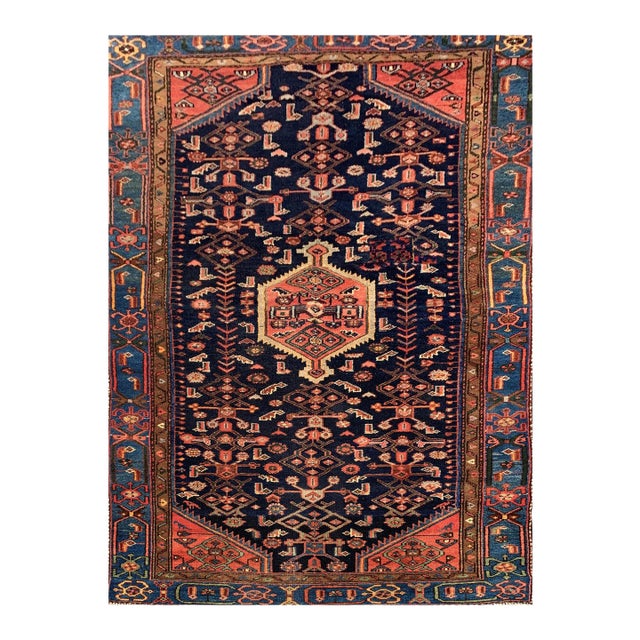 Authentic Hand Knotted Antique Hamidoun Wool Area Rug 6.3 X 3.10 Ft For Sale