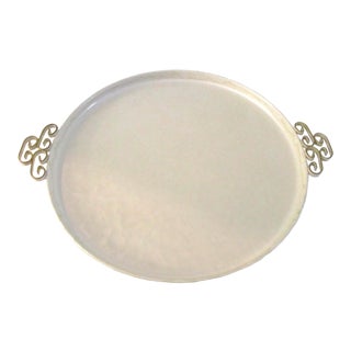 1960s Mid-Century Kyes Moiré White Tray For Sale