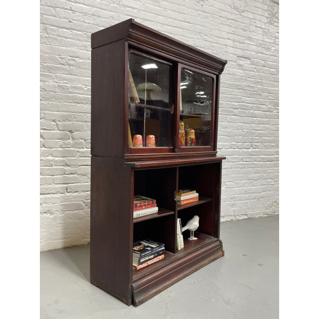 Brown Antique Oak Bookcase / China Cabinet by Danner Furniture, C. 1910s For Sale - Image 8 of 11