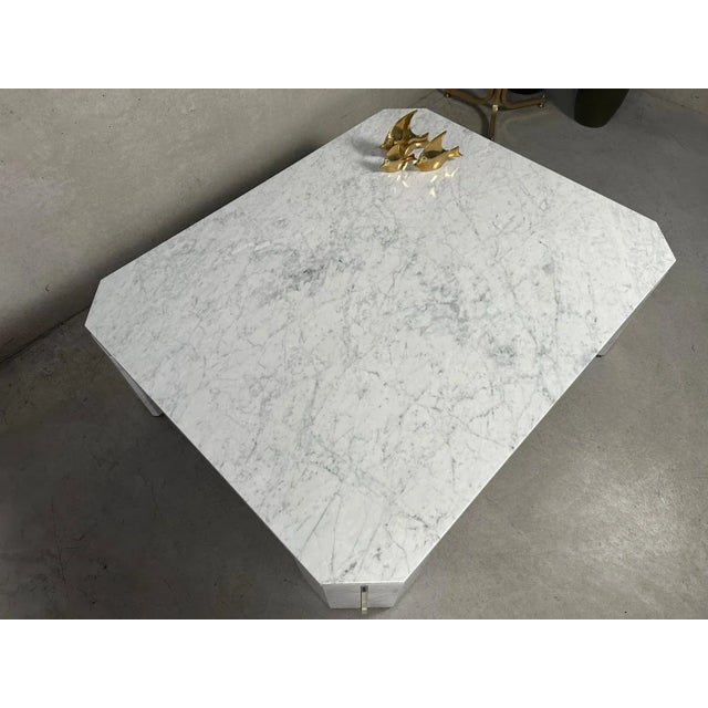 Vintage Coffee Table in Carrara Marble For Sale - Image 5 of 11