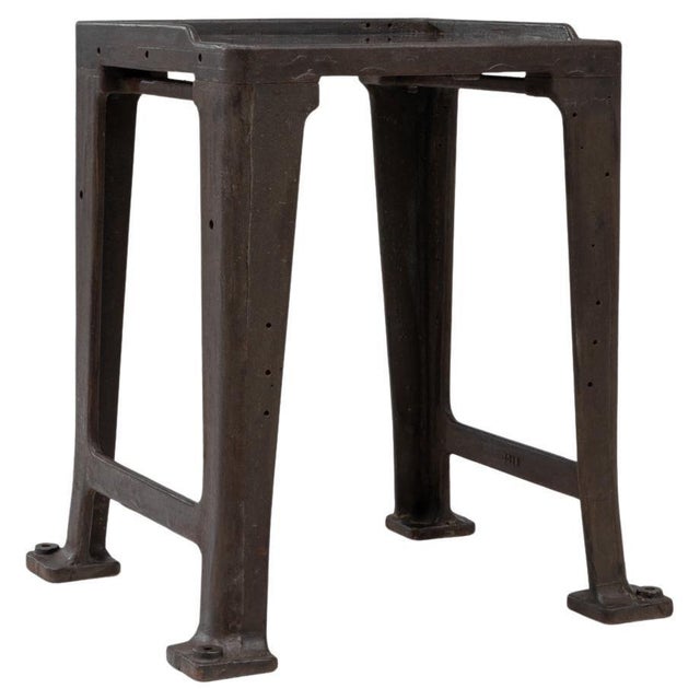 Mid 20th Century French Cast Iron Industrial Work Table With Brass Top For Sale - Image 10 of 18
