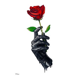 Revelation by Tanner Valant | Color pencil on paper Hand holding a red rose. For Sale