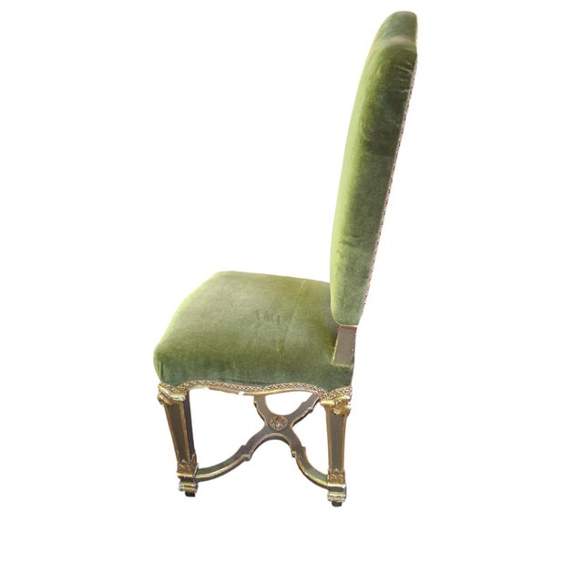 1940s Chairs in Lacquered and Gilded Wood with Green Velvet Upholstery, 1940s, Set of 2 For Sale - Image 5 of 18
