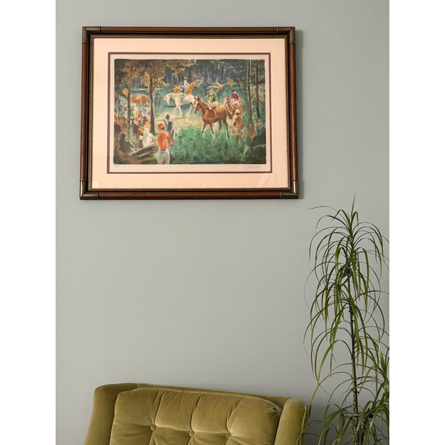 This limited edition lithograph by French artist Georges Trincot (1921-2005), entitled 'Parade' depicting horses and...