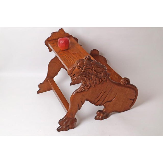 Victorian Oak Lion Library Ladder, 1900 For Sale - Image 9 of 18