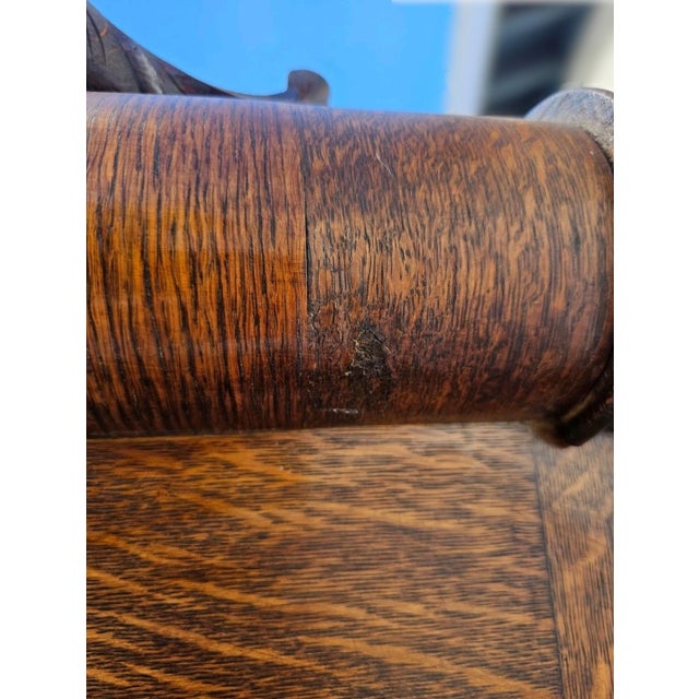 Monumental Antique American Tiger Oak Hall Tree With Mirror & Lift-Top Seat, C. 1890s For Sale - Image 18 of 18