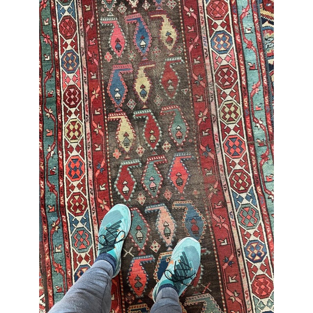 1930s Charcoal Boteh Rug 3.8 x 9.9 For Sale - Image 9 of 11