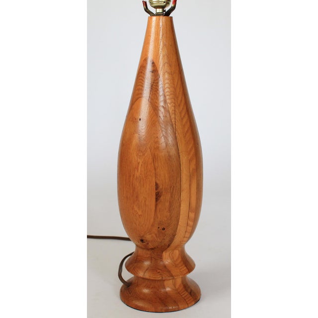 Vintage Hand Turned Wood Table Lamp For Sale In Milwaukee - Image 6 of 12