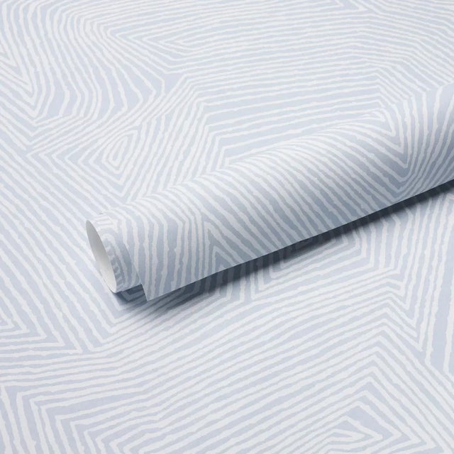 Schumacher Schumacher Labyrinth Grand Wallpaper In Sky For Sale - Image 4 of 5