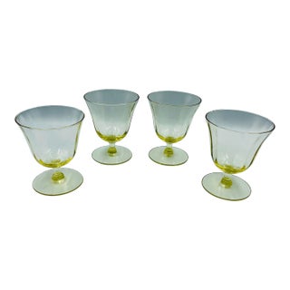 Mid 20th Century Fostoria "Fairfax" Pattern in June Topaz Footed Glasses- Set of 4 For Sale