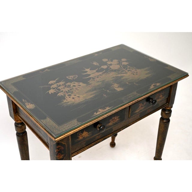 Antique Victorian Chinoiserie Lacquered Side Table, 1850s For Sale - Image 9 of 13