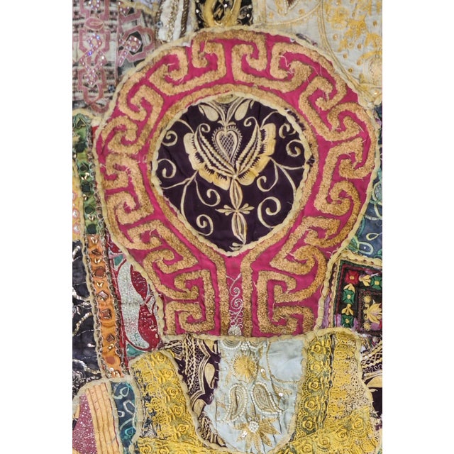 Large Antique Central & South Asian Embroidered Patchwork Textile Quilt, 7'10" X 7'5" For Sale In Los Angeles - Image 6 of 12