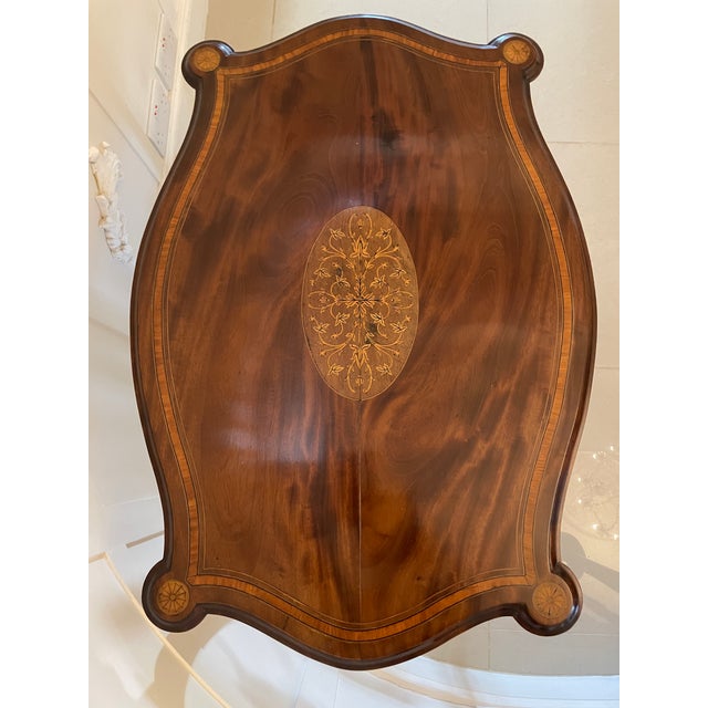 Victorian Mahogany Inlaid Shaped Centre Table, 1880s For Sale - Image 9 of 13